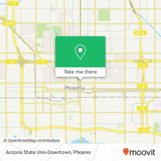 Mapa de Arizona State Univ-Downtown