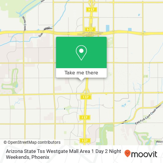 Arizona State Tss Westgate Mall Area 1 Day 2 Night Weekends map