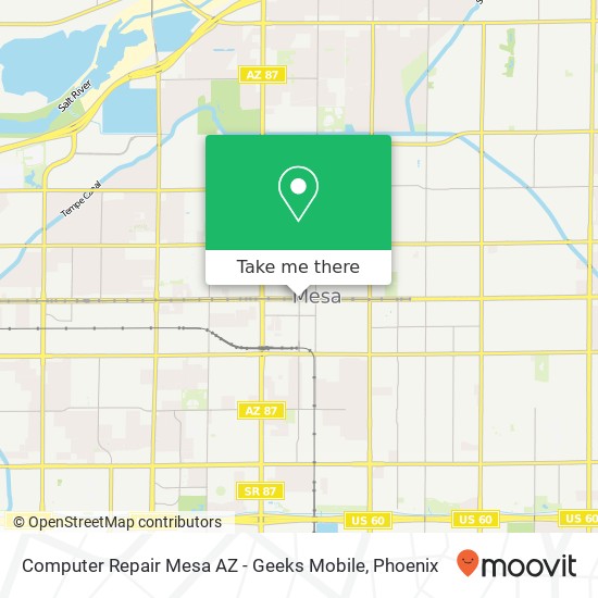 Mapa de Computer Repair Mesa AZ - Geeks Mobile