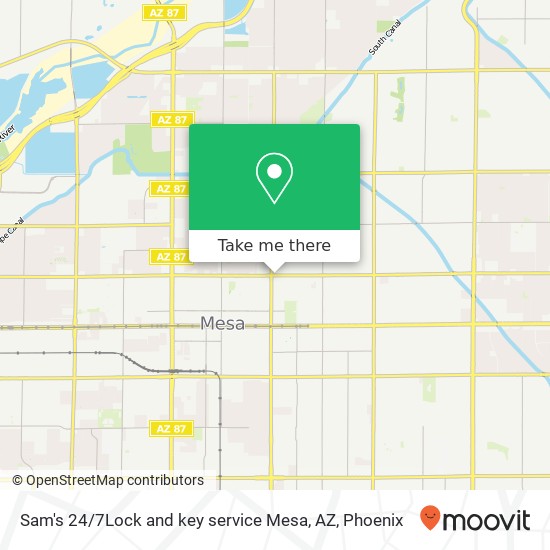 Mapa de Sam's 24 / 7Lock and key service Mesa, AZ