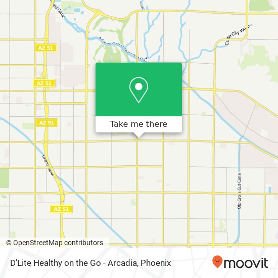 Mapa de D'Lite Healthy on the Go - Arcadia, 3214 E Indian School Rd Phoenix, AZ 85018