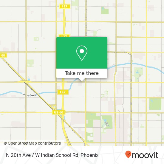 N 20th Ave / W Indian School Rd map