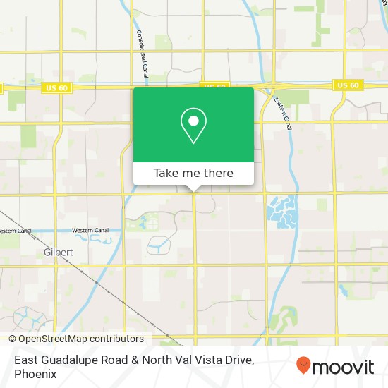 Mapa de East Guadalupe Road & North Val Vista Drive