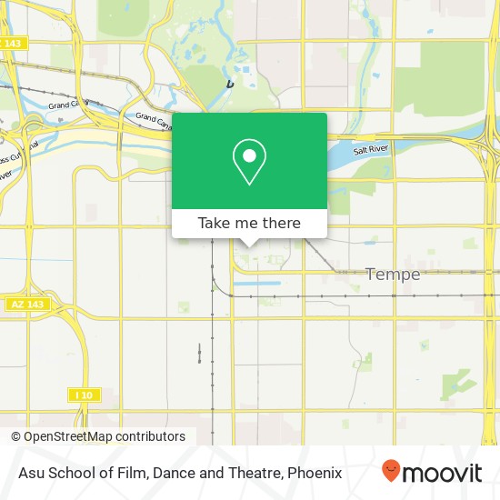 Mapa de Asu School of Film, Dance and Theatre