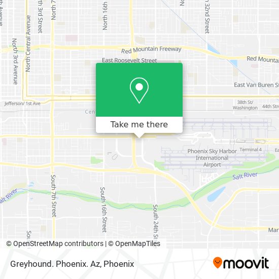 Greyhound. Phoenix. Az map