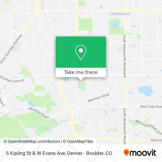 S Kipling St & W Evans Ave map