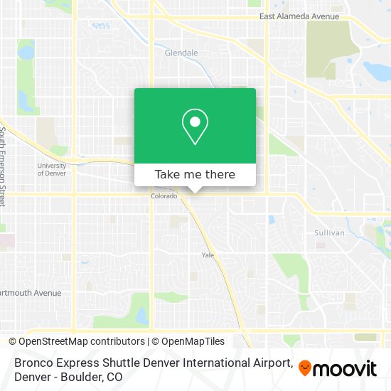Mapa de Bronco Express Shuttle Denver International Airport