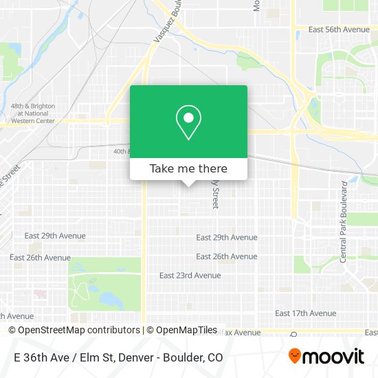 E 36th Ave / Elm St map