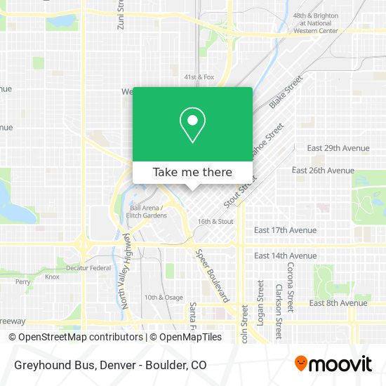 How to get to Greyhound Bus in Denver by bus or train?