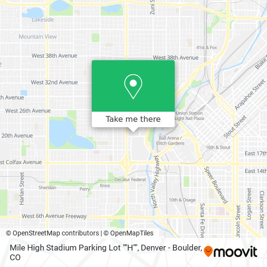 Mile High Stadium Parking Lot ""H"" map