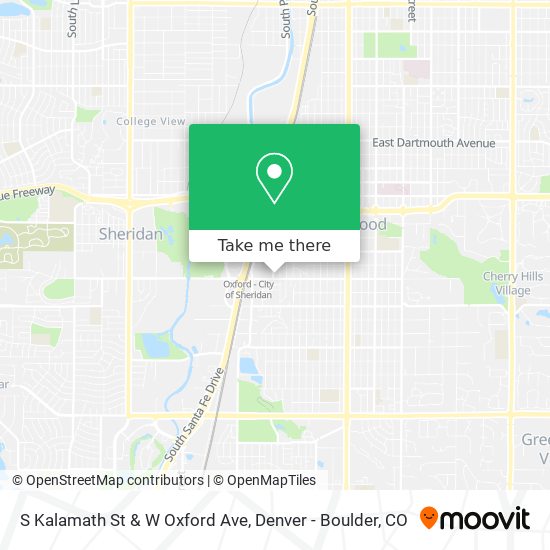 S Kalamath St & W Oxford Ave map