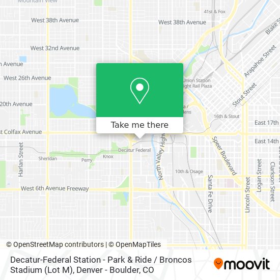 Mapa de Decatur-Federal Station - Park & Ride / Broncos Stadium (Lot M)