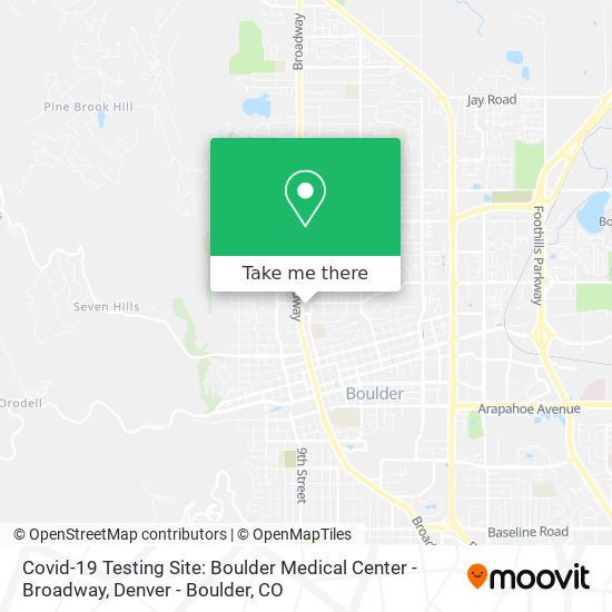 Mapa de Covid-19 Testing Site: Boulder Medical Center - Broadway