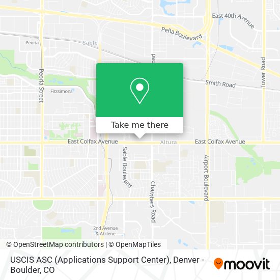 Mapa de USCIS ASC (Applications Support Center)