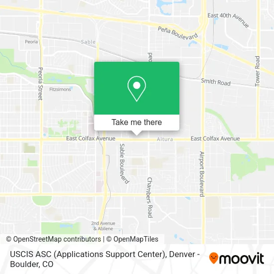 Mapa de USCIS ASC (Applications Support Center)