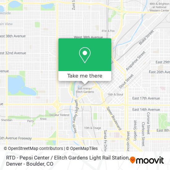 RTD - Pepsi Center / Elitch Gardens Light Rail Station map