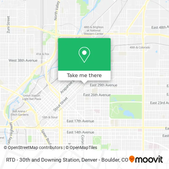 RTD - 30th and Downing Station map