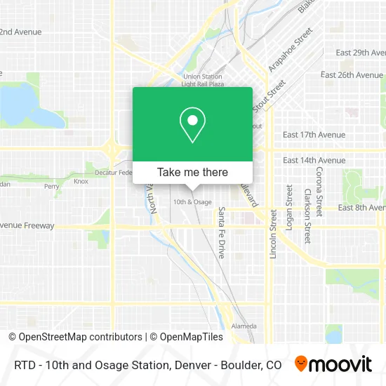 RTD - 10th and Osage Station map