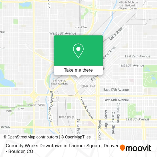 Comedy Works Downtown in Larimer Square map