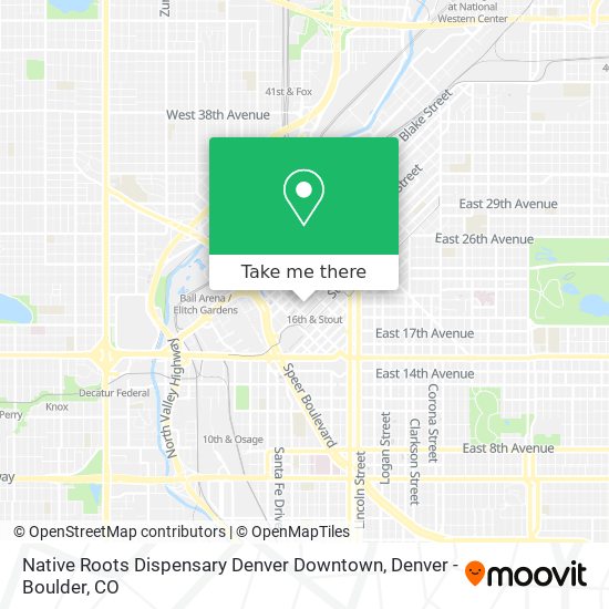 Mapa de Native Roots Dispensary Denver Downtown