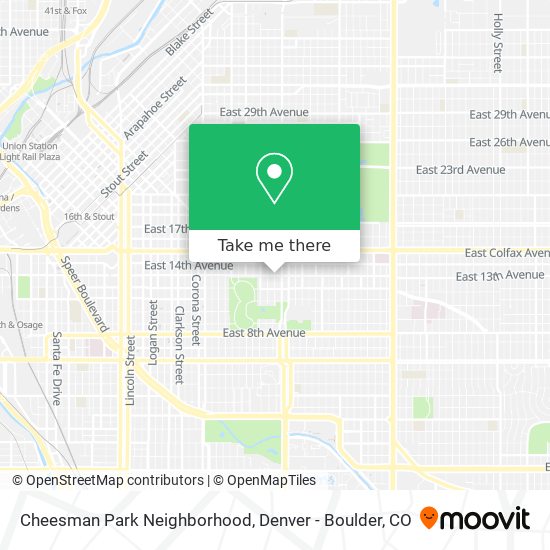 Mapa de Cheesman Park Neighborhood