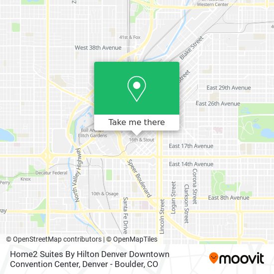 Mapa de Home2 Suites By Hilton Denver Downtown Convention Center