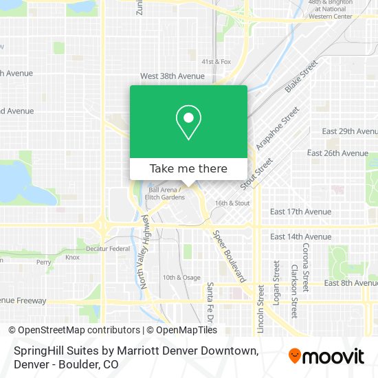 Mapa de SpringHill Suites by Marriott Denver Downtown