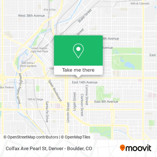 Colfax Ave Pearl St map