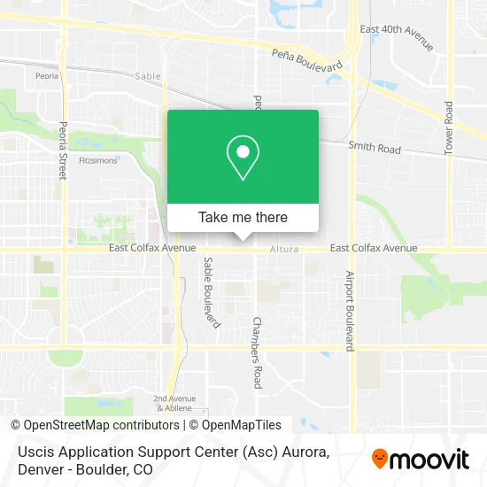 Uscis Application Support Center (Asc) Aurora map