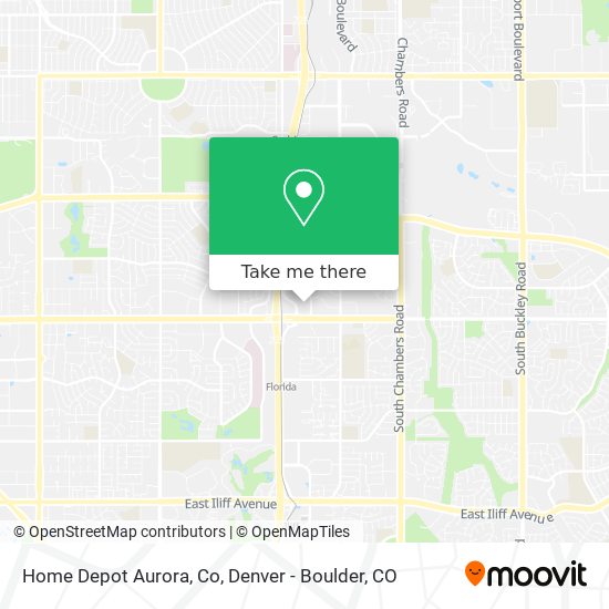Home Depot Aurora, Co map