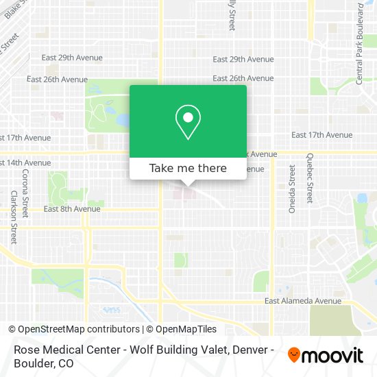 Rose Medical Center - Wolf Building Valet map