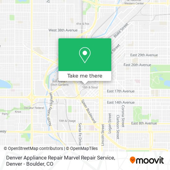 Mapa de Denver Appliance Repair Marvel Repair Service