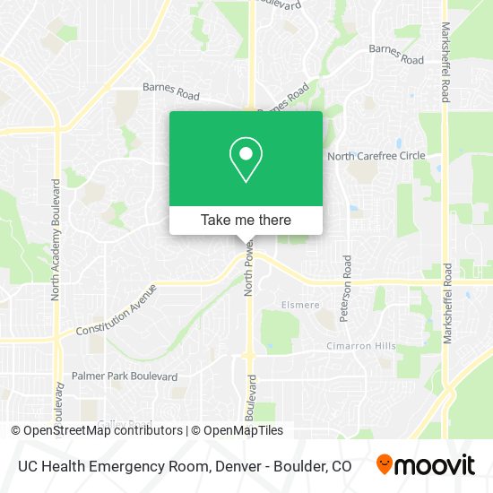 Mapa de UC Health Emergency Room