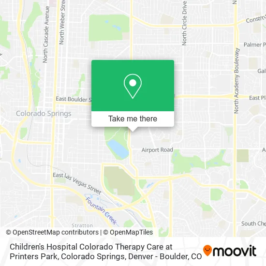 Children's Hospital Colorado Therapy Care at Printers Park, Colorado Springs map