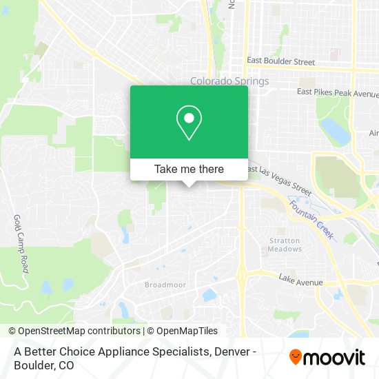 A Better Choice Appliance Specialists map