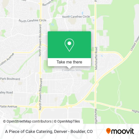 A Piece of Cake Catering map