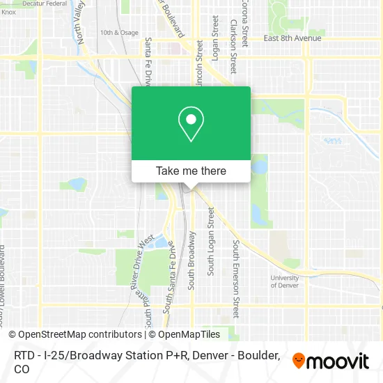 Mapa de RTD - I-25 / Broadway Station P+R