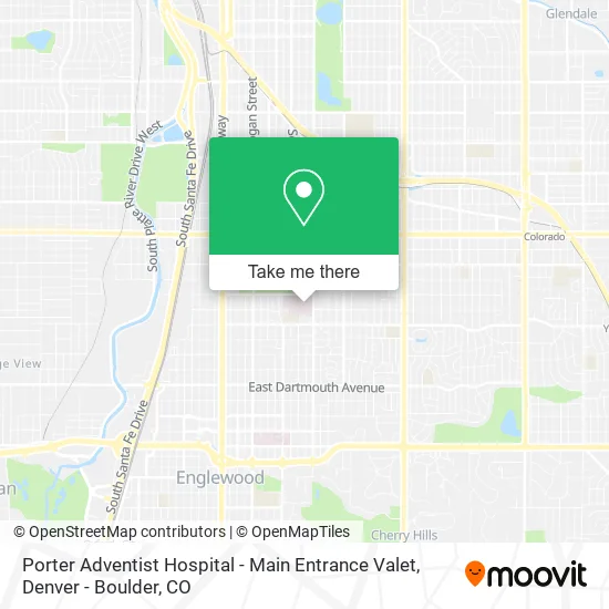Porter Adventist Hospital - Main Entrance Valet map