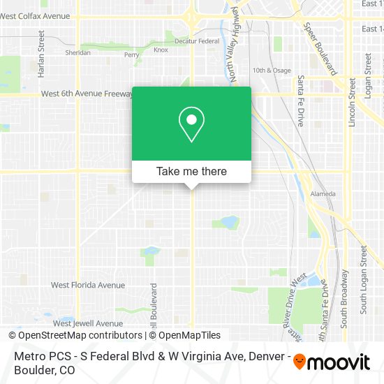 Metro PCS - S Federal Blvd & W Virginia Ave map