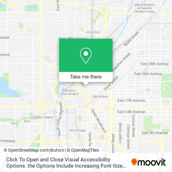 Click To Open and Close Visual Accessibility Options. the Options Include Increasing Font-Size and map