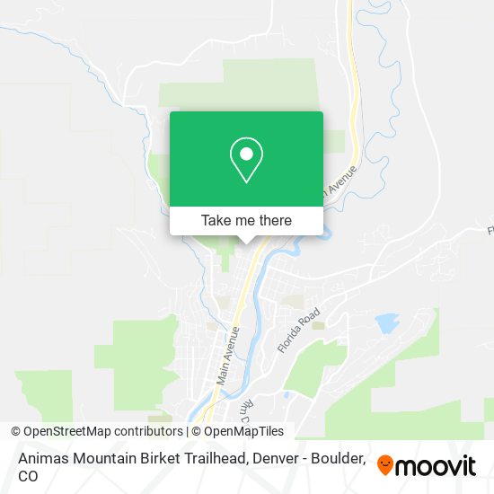Animas Mountain Birket Trailhead map