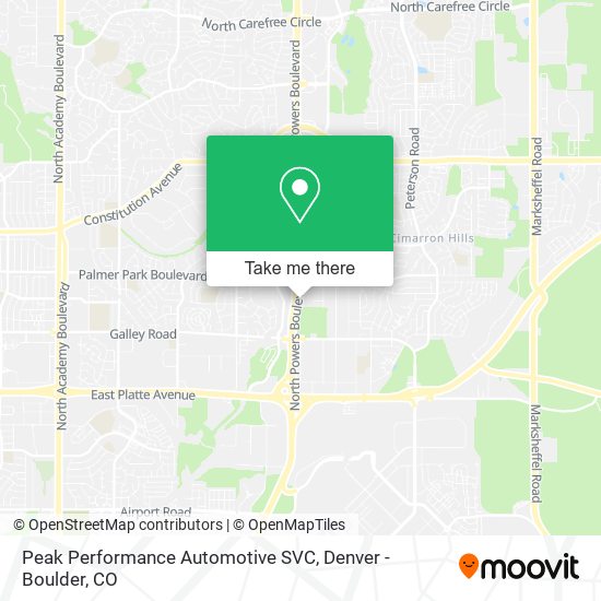 Mapa de Peak Performance Automotive SVC