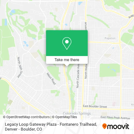 Legacy Loop Gateway Plaza - Fontanero Trailhead map
