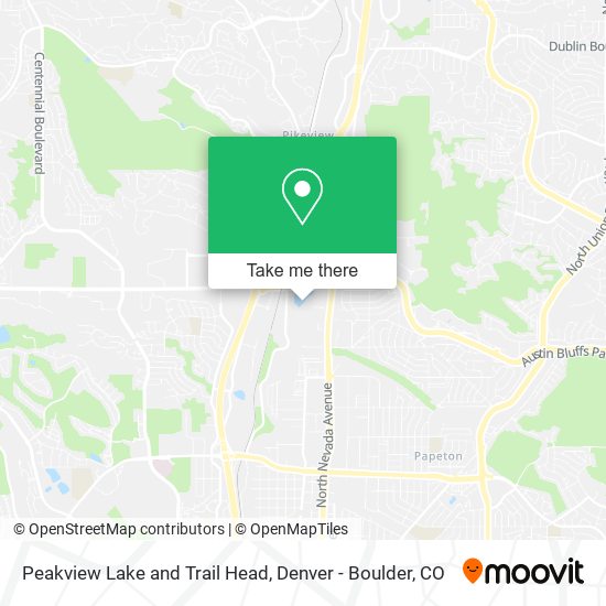 Peakview Lake and Trail Head map