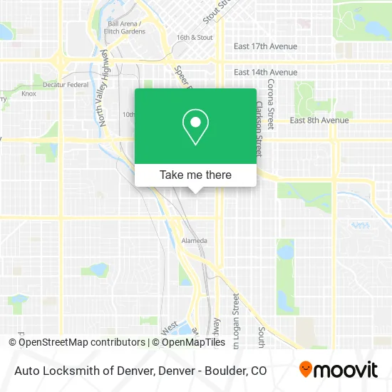 Auto Locksmith of Denver map