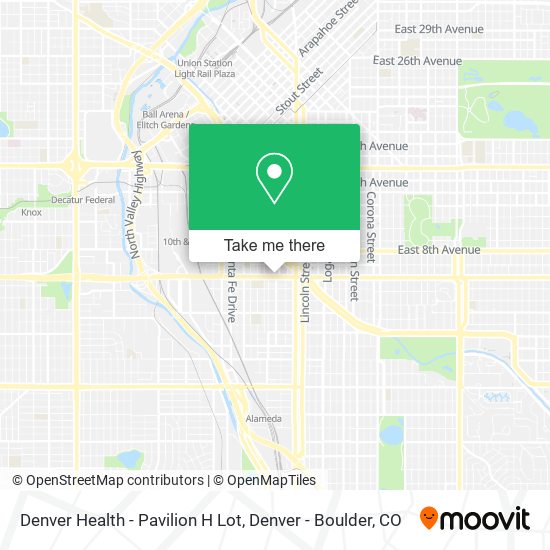 Mapa de Denver Health - Pavilion H Lot