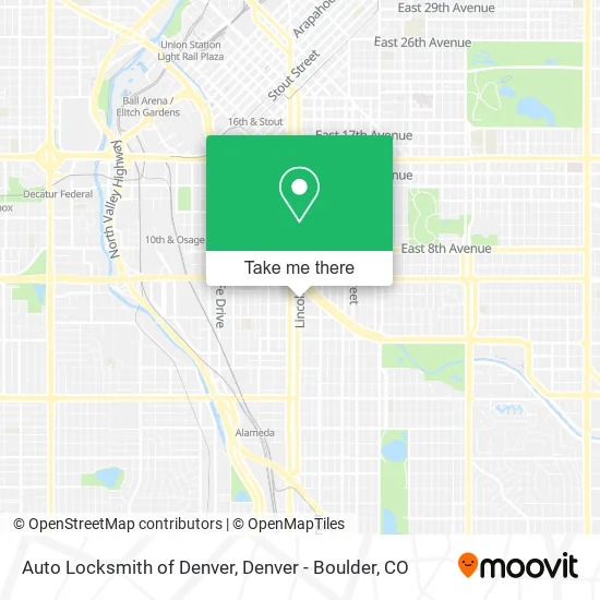 Auto Locksmith of Denver map