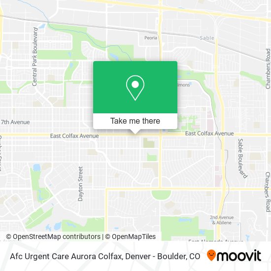 Afc Urgent Care Aurora Colfax map