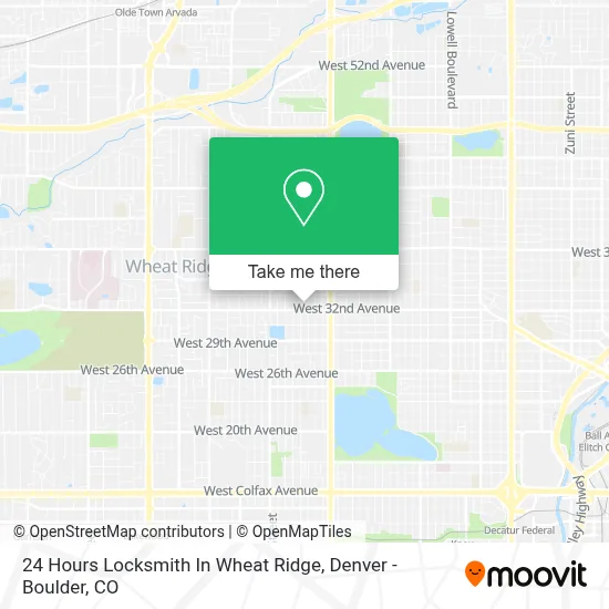 24 Hours Locksmith In Wheat Ridge map