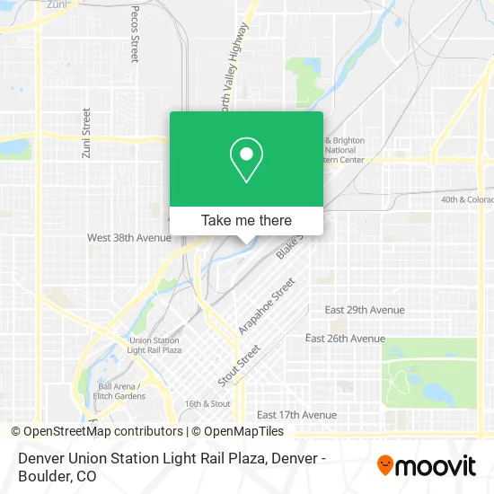 Mapa de Denver Union Station Light Rail Plaza